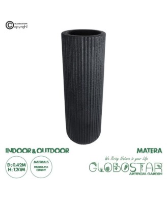 GloboStar® Artificial Garden MATERA 20733 Επιδαπέδιο Πολυεστερικό Τσιμεντένιο Κασπώ Γλάστρα - Flower Pot Μαύρο Φ42 x Υ120cm